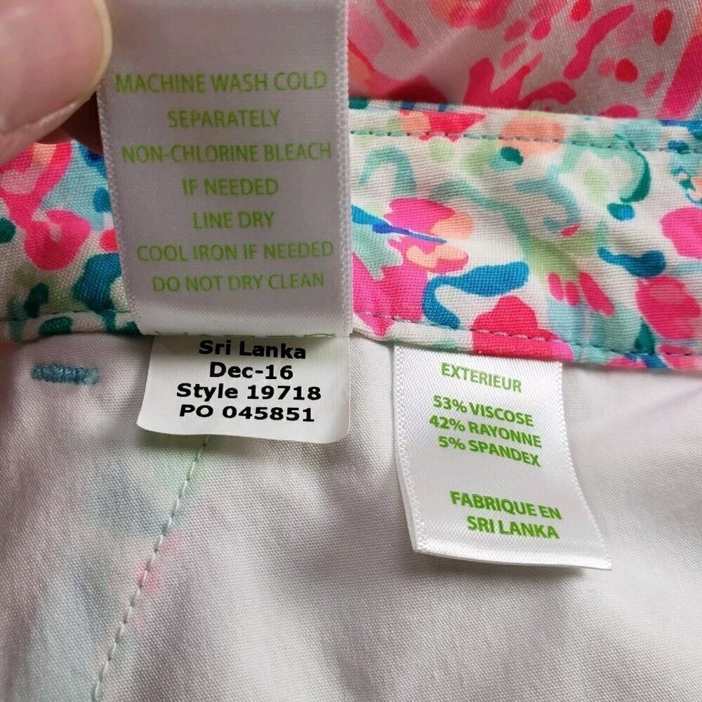 Lilly Pulitzer Alina Pant Women 0 Slim Blue Pink Floral Ankle Serene Blue Gypsea - Picture 8 of 11